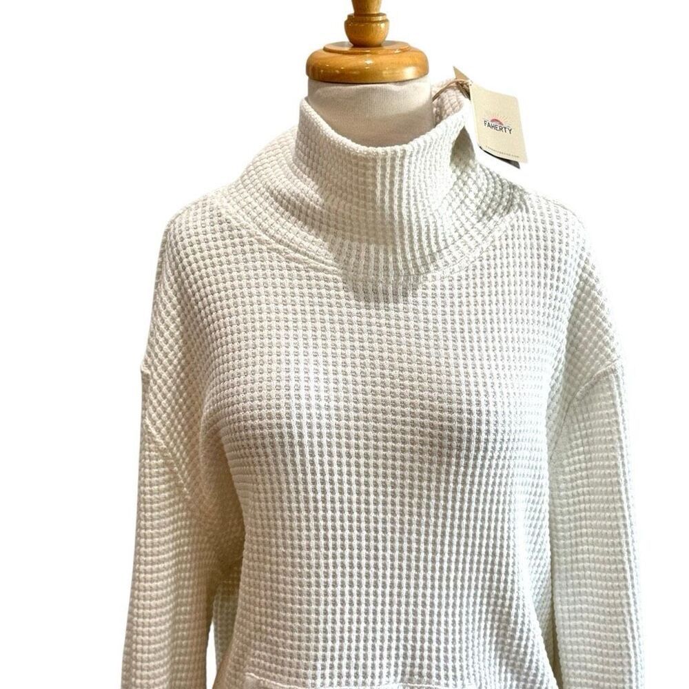 Faherty Echo Thermal Mock Neck Pullover Sweater |… - image 3